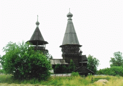 Деревня Гимрека. Рождественская церковь (1659) с колокольней